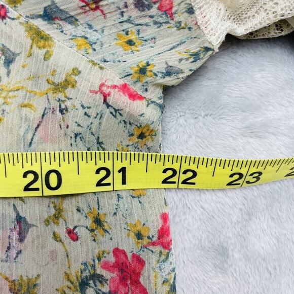 Princess Vera Wang Chiffon Blouse Womens XL Lace Ditzy Floral Fairy Cottage - Picture 7 of 8